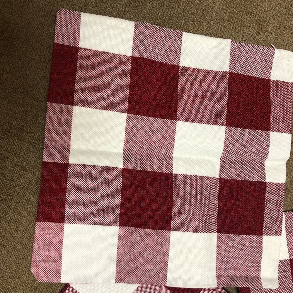 4 throw pillow cases. Farmhouse type decor, like a red Buffalo plaid design.